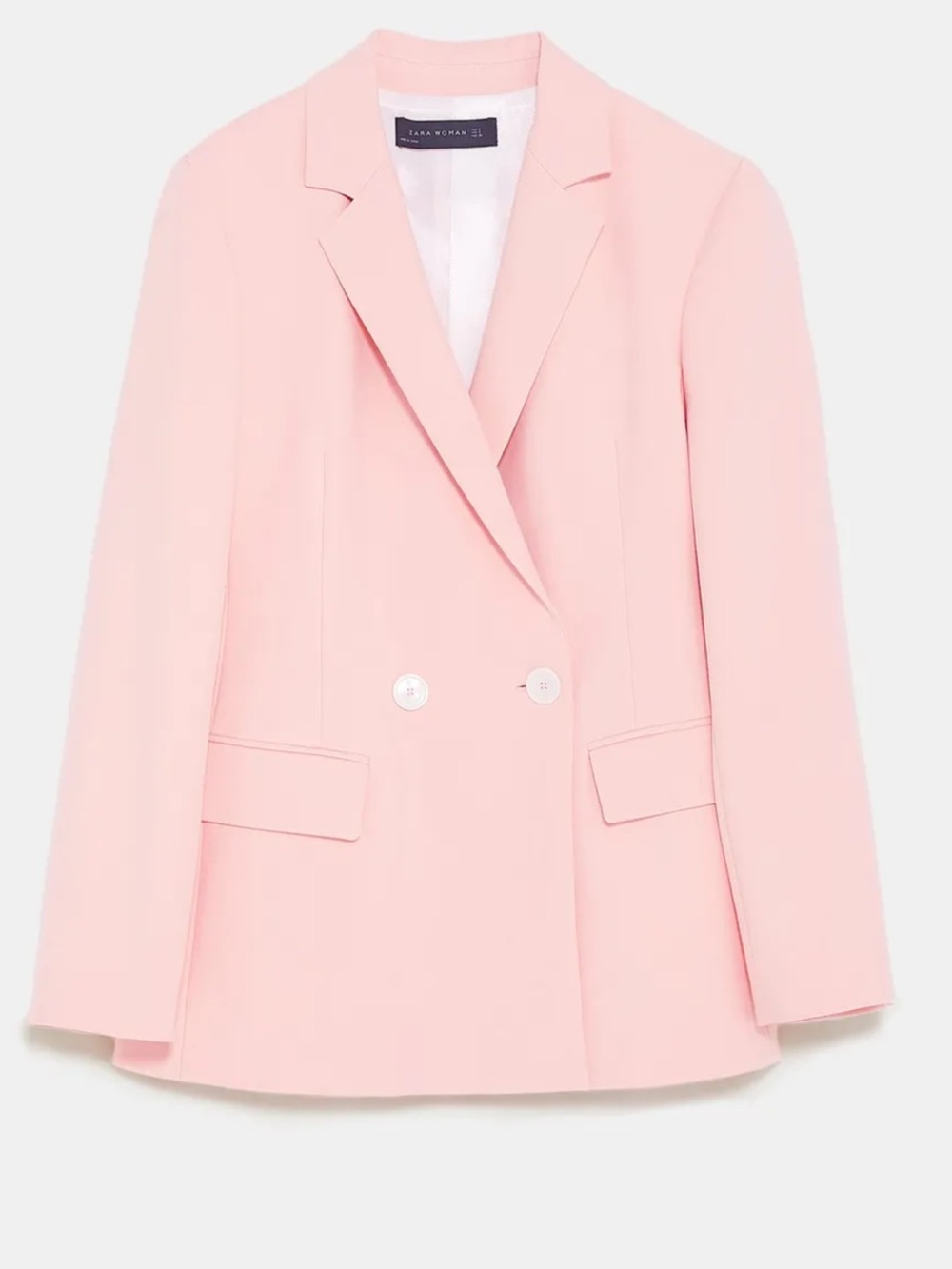 Zara Light Pink Double-Breasted Blazer